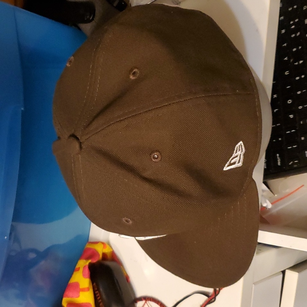 NEW ERA 51FIFTY Cap Brown White NY Baseball Hat Size 7 1/4 Genuin Merchandise - Picture 2 of 10